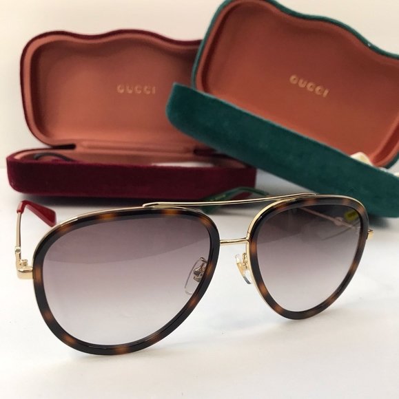 New - 💯 Original GUCCIAcetate Aviator Sunglasses GG0062S Tortoise - Picture 9 of 11